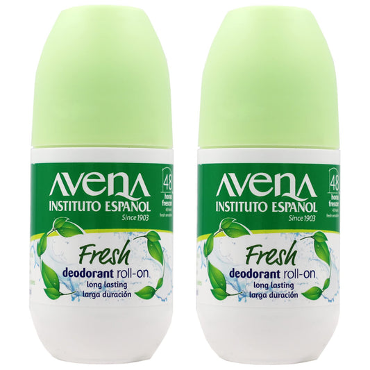 Instituto Espanol Avena Deodorant Roll-On Fresh, Anti-Perspirant, Long-Lasting, Non-Alcohol, Oat Extract, 2-Pack of 2.53 FL Oz Each Beauty and Personal Care Avena Instituto Espanol