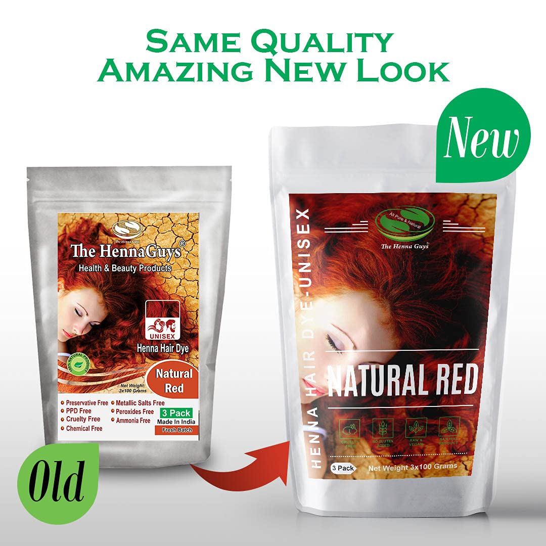 3 Packs Of Natural Red Henna Hair & Beard Color/Dye 100 Grams - Natural Hair Color, Plant-based Hair Dye - The Henna Guys Beauty & Personal Care The Henna Guys