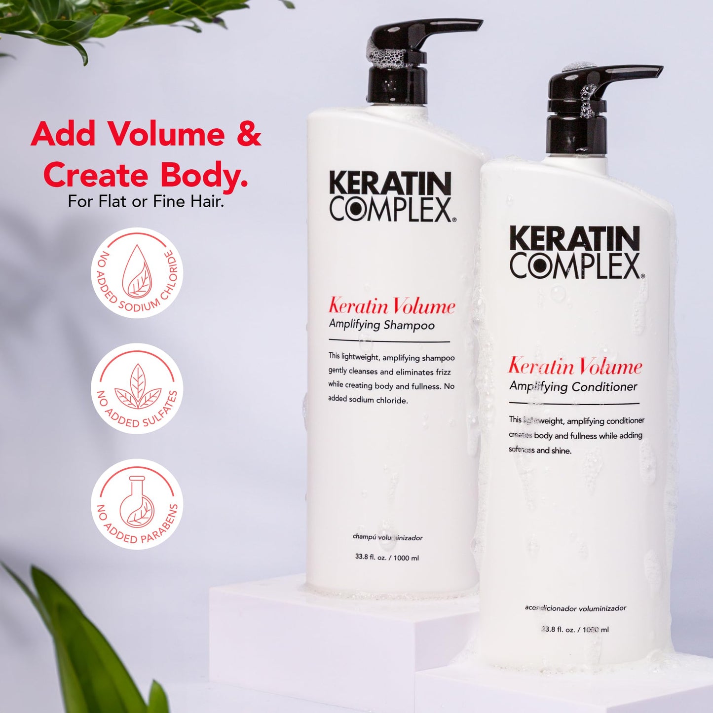 Keratin Complex - Keratin Volume Amplifying Shampoo & Conditioner Duo - 33.8 fl oz Each Beauty & Personal Care Keratin Complex