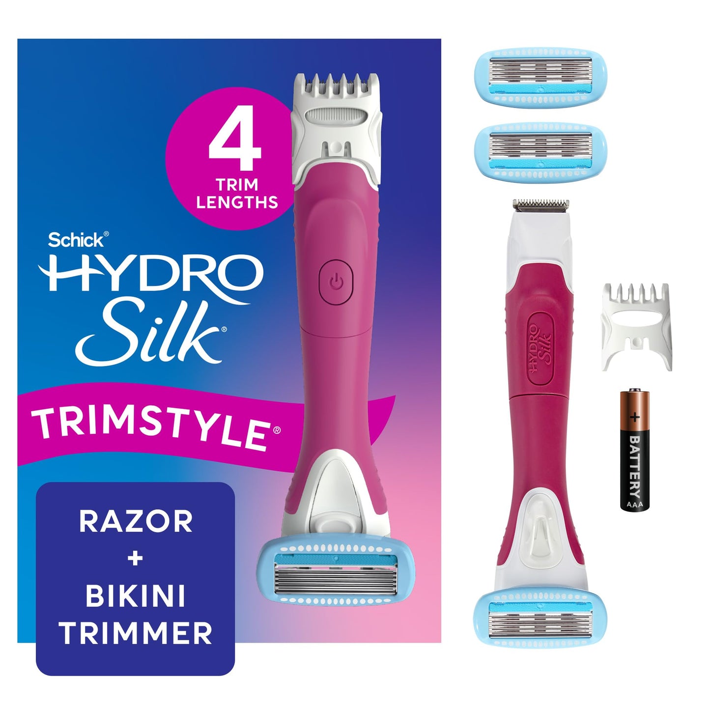 Schick Hydro Silk TrimStyle Razor with Bikini Trimmer for Women | 2-in-1 Bikini Razor for Women and Womens Trimmer for Pubic Hair, Includes 1 Beauty and Personal Care Schick Hydro Silk