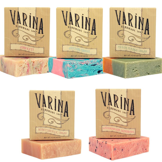 Varina Natural Carnival Variety Bar Soap - Gentle Cleansing for Sensitive Skin, Sweet and Vanilla - 5 Pack Beauty & Personal Care Varina
