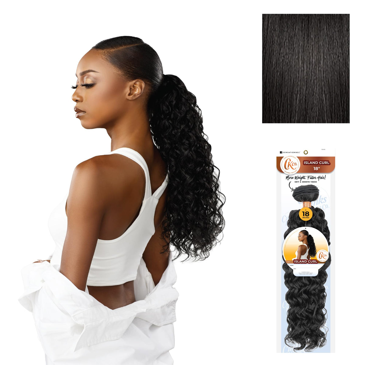 Sensationnel CKCO Synthetic Bundle-Island Curl,18 inch, 1B OFFBLACK
