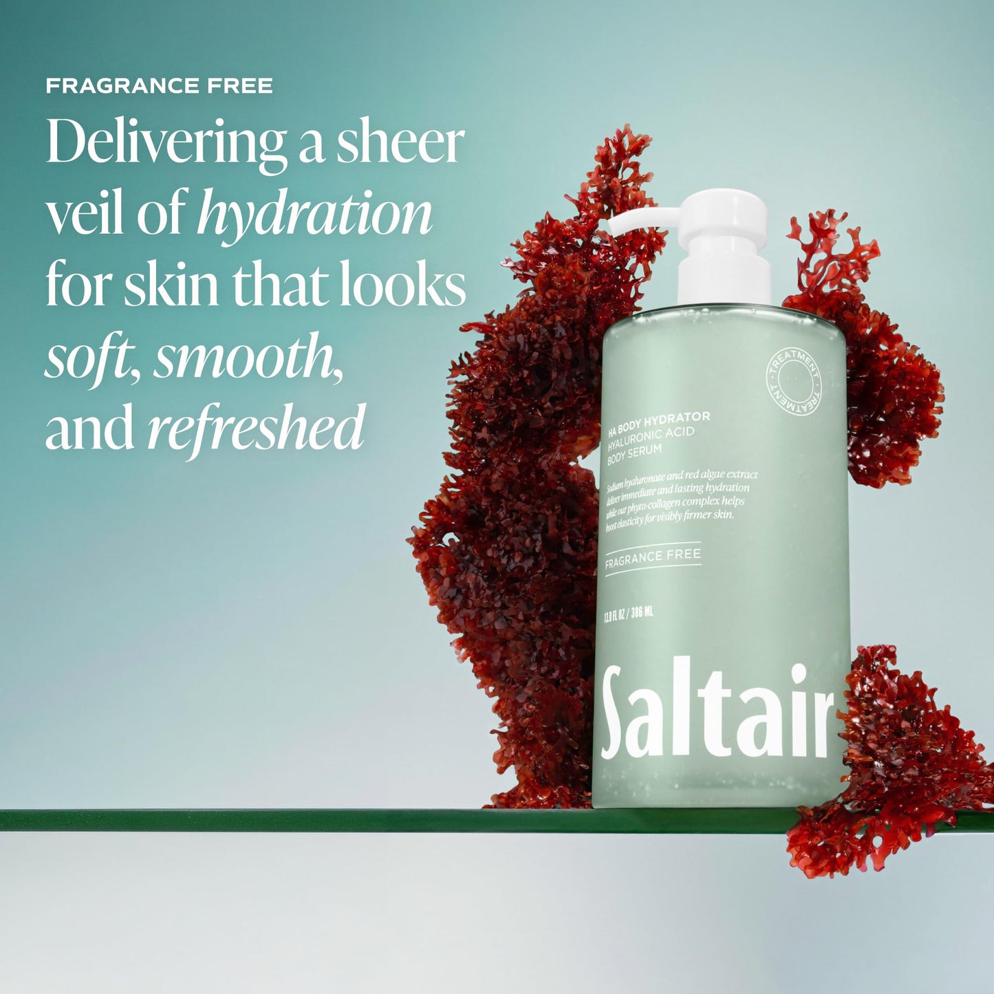 Saltair Hyaluronic Acid Body Serum - Hydrating Body Lotion for Smoother Looking Skin - Sheer Gel Moisturizer with Sodium Hyaluronate & Red Algae Beauty and Personal Care Saltair