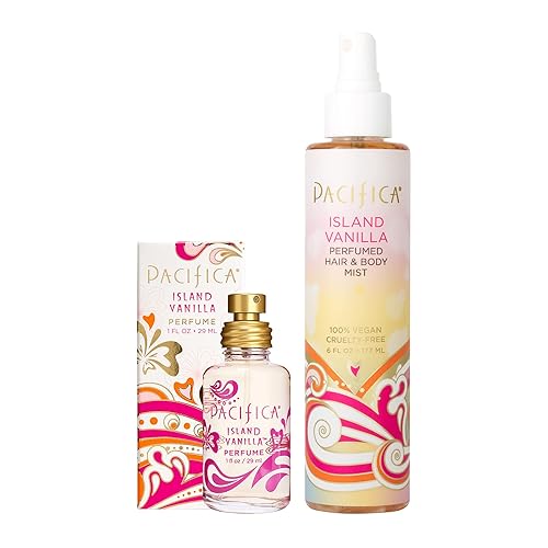 Pacifica Island Vanilla Spray Perfume & Hair and Body Mist Set - Tahitian Vanilla Clean Fragrance Duo, Essential Oil Blend, Alcohol-Free Hair/Body Beauty & Personal Care Pacifica