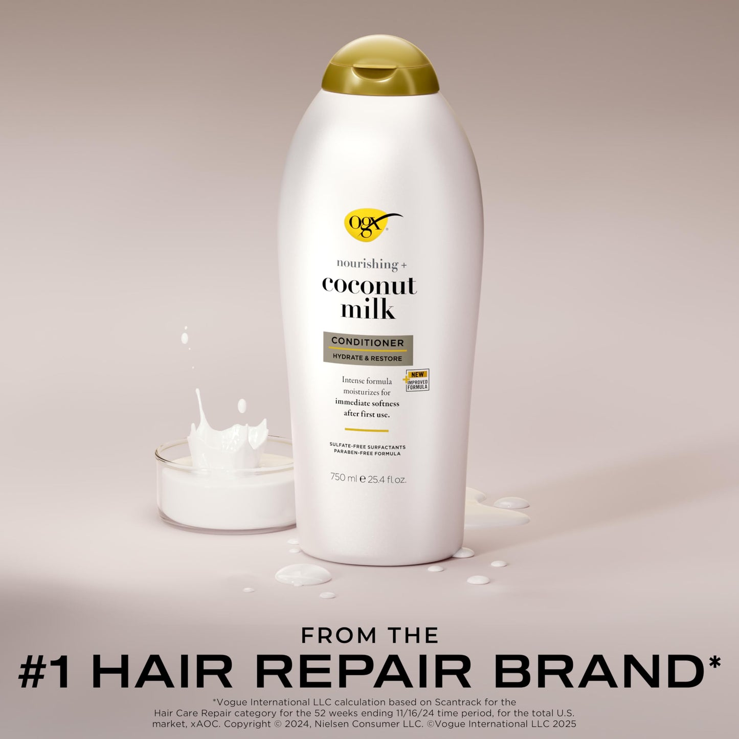 OGX Nourishing + Coconut Milk Conditioner, Hydrating & Restoring Conditioner Moisturizes for Soft Hair After the First Use, Paraben-Free, Sulfate-Free Beauty & Personal Care OGX