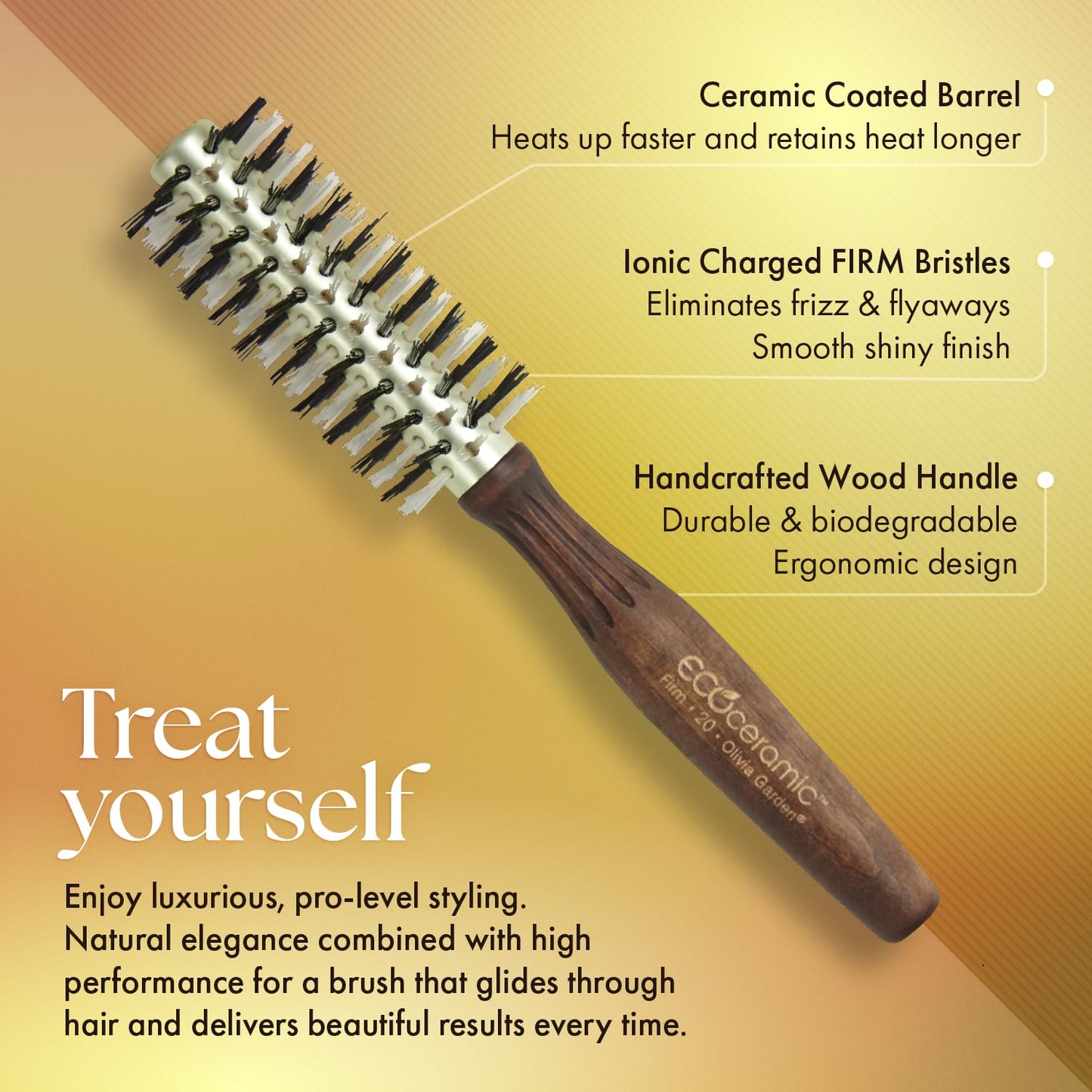 Olivia Garden Ecoceramic Firm Bristles Round Thermal Hair Brush (1 3/4") Beauty & Personal Care Olivia Garden