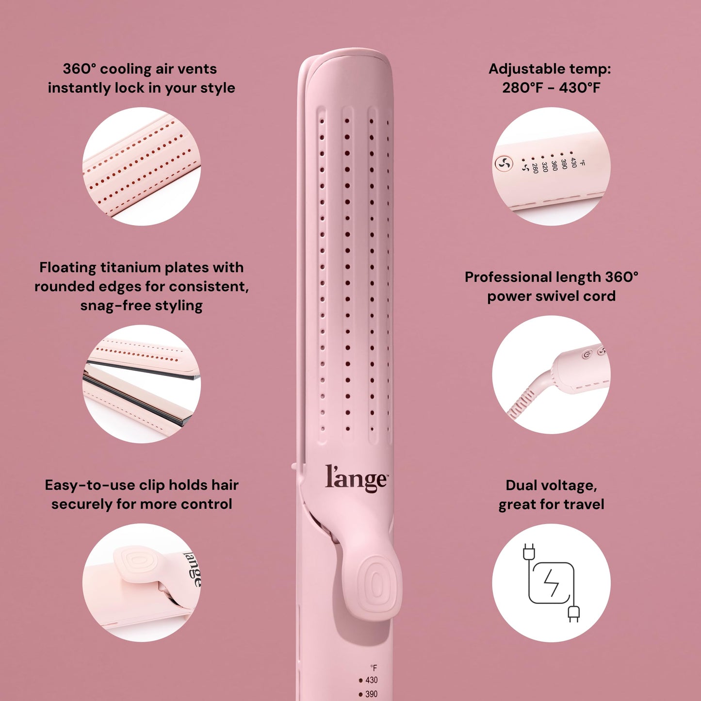 L'ANGE HAIR Le Duo Grande 360° Airflow Styler | Curl & Straighten with One Tool | 5.3" Snag-Free Titanium Plates | Cooling Air Vents to Set Curls | Beauty and Personal Care L'ANGE HAIR
