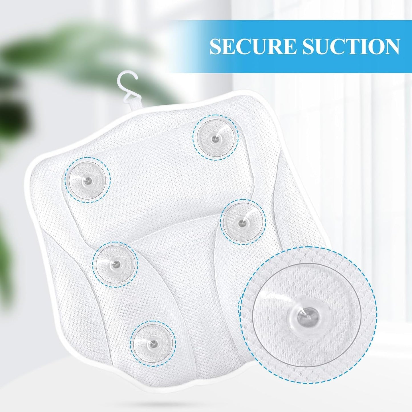 Bath Pillow Bathtub Pillow Headrest Relaxing Bath Accessories Soft Bathtub Cushion for Support Head, Back, Shoulder and Neck, White(Gray Stripes) Beauty and Personal Care RYGVPR