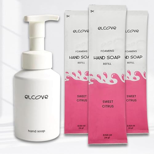 Elcove Foaming Hand Soap Refills with Reusable 12oz Soap Dispenser, Concentrated Powder to Liquid Hand Soap Refills Make 3x12oz Bottles of Foaming Beauty & Personal Care Elcove