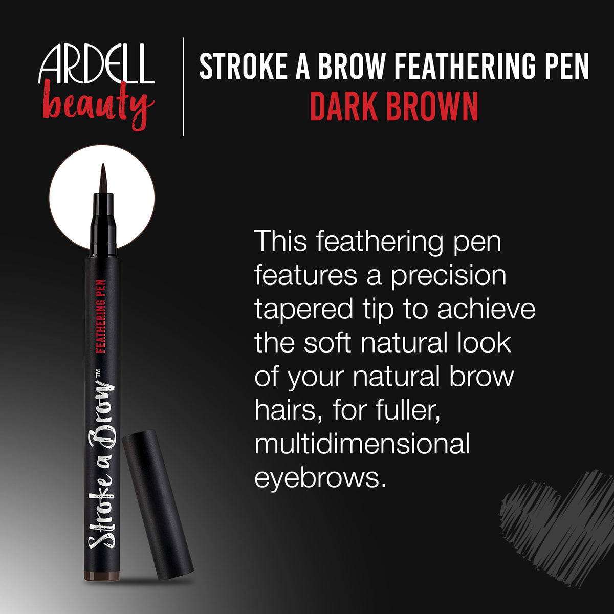 Ardell Stroke a Brow Pencil Feathering Eyebrow Pen - Precise Micro-Tip, Long-Lasting Waterproof Eyebrow Pencil, Precision Tip, Dark Brown, 1 Pack Beauty & Personal Care Ardell