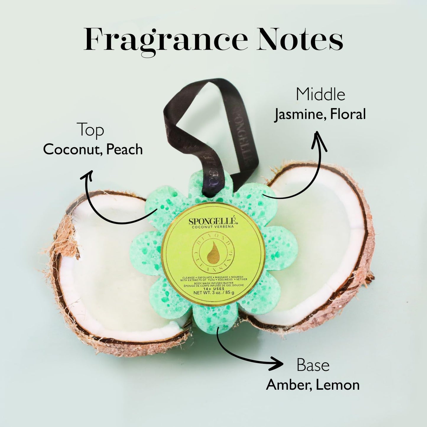 Spongelle Coconut Verbena Wild Flower Buffer Body Scrubber | Bath & Shower Loofah for Women | Exfoliator with Body Wash Infused Sponge | 14+ uses Beauty & Personal Care SPONGELLÉ