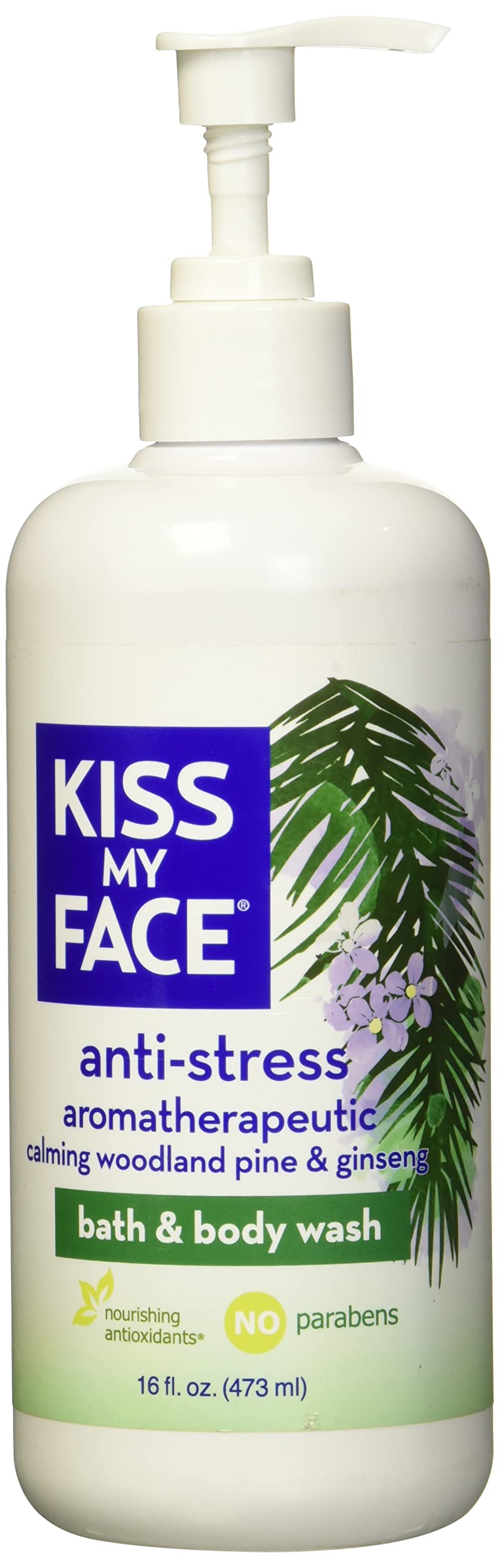 Kiss My Face Anti-Stress Woodland Pine & Ginseng Shower Gel - Rejuvenate Your Mood With Ginseng & Woodland Pine - Antioxidant Blend of Olive Oil, Aloe Beauty & Personal Care Kiss My Face