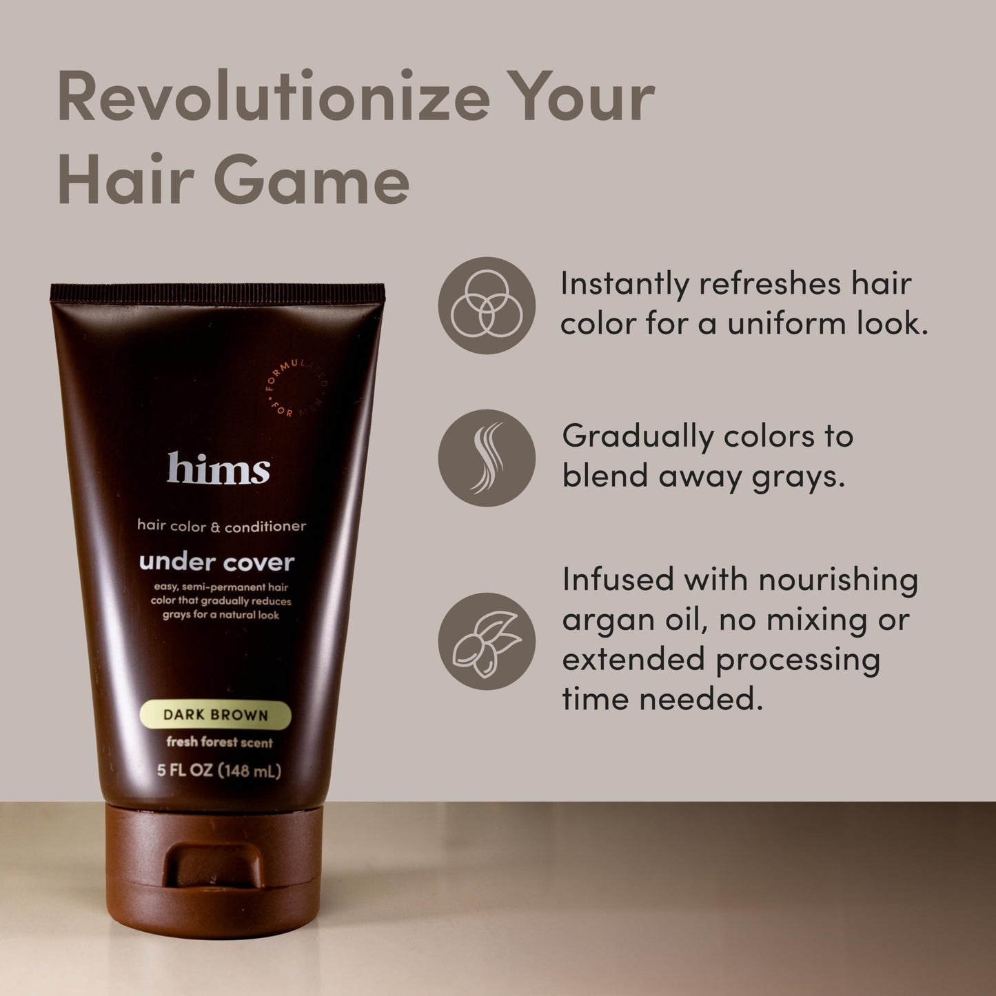 hims Under Cover Hair Color & Conditioner - With Argan Oil - Semi-Permanent In-Shower Hair Dye - Blends Grays Naturally - Sulfate-Free & Cruelty-Free Beauty & Personal Care HIMS & HERS