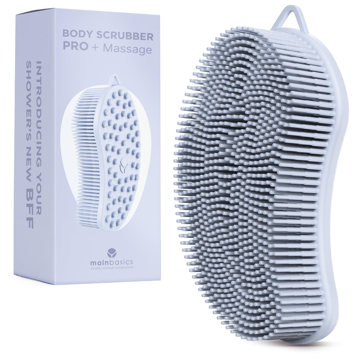 MainBasics Silicone Body Scrubber Dual-Sided Shower Loofah and Massaging Nodes (Frosted Sky, Massage) Beauty & Personal Care MainBasics