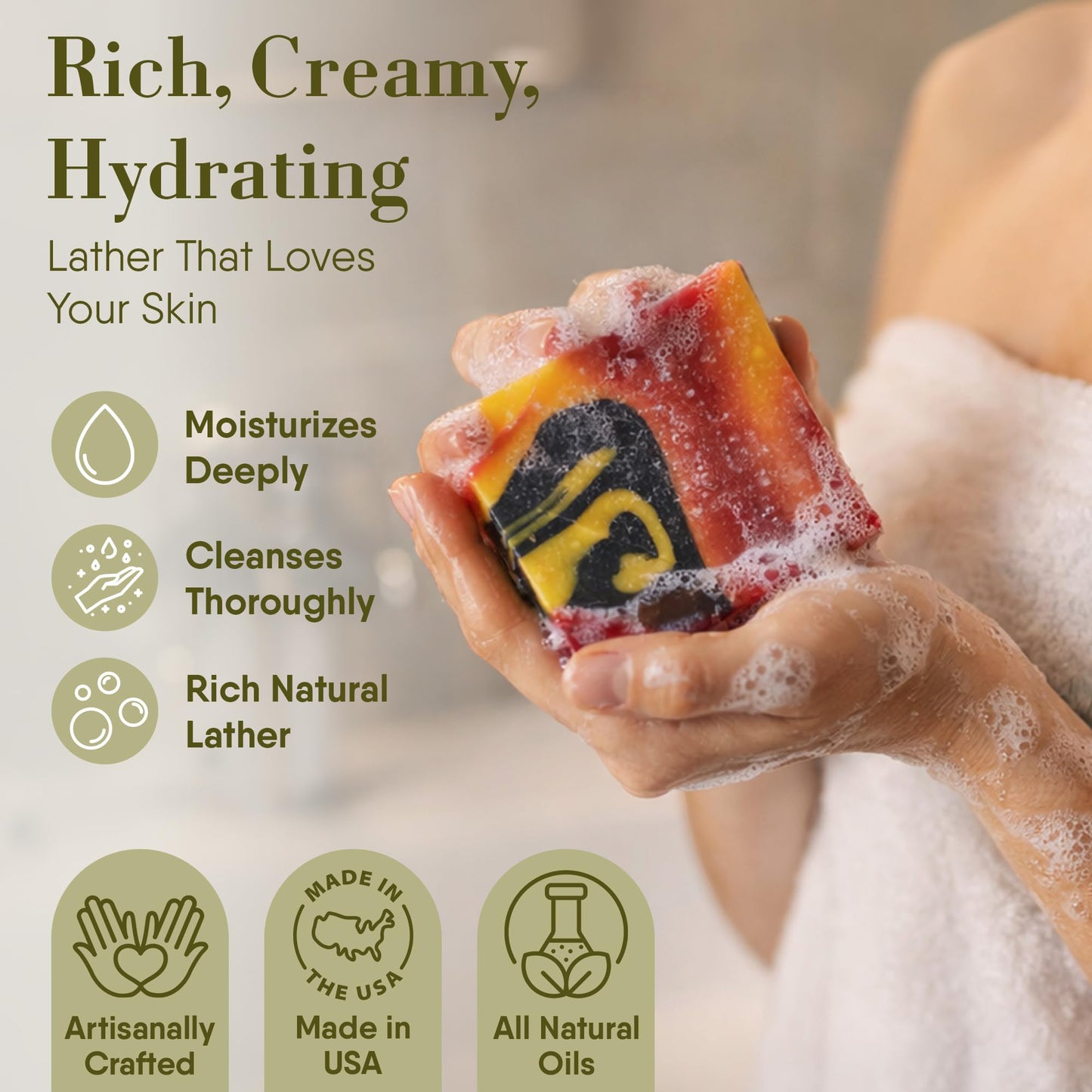360Feel Assorted Bar Soap Set - Made in the USA - Castile Handmade All Natural Cold Processed - Gentle on Sensitive Skin - Includes 4 Assorted Scents Beauty & Personal Care 360Feel