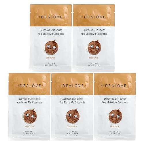 Idealove Superfood Skin Savior, You Make Me Coconuts, 5 Beauty Sheet Masks, 0.68 fl oz (20 ml) Each Beauty & Personal Care Idealove