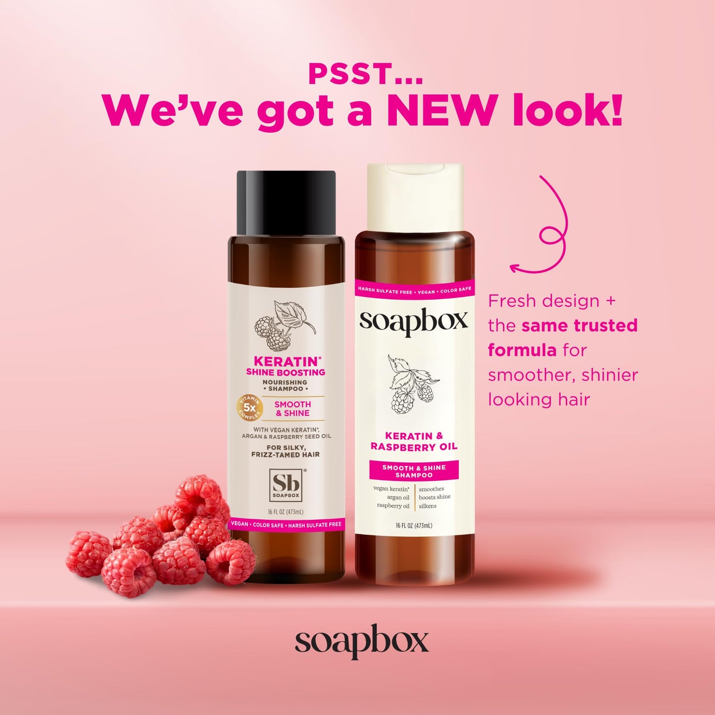 Soapbox Keratin & Raspberry Seed Oil Shampoo & Conditioner Set, Leaves Hair Shiny, Smooth & Glossy - Clean Ingredients Free of Harsh Chemicals Beauty & Personal Care Soapbox