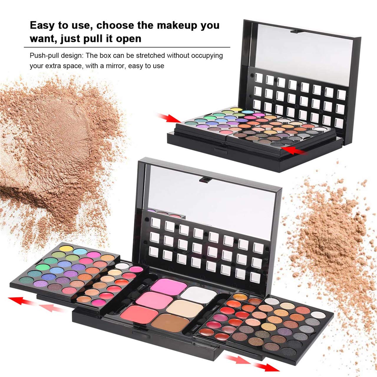 Pure Vie Professional 48 Colors EyeShadow Palette, 18 Lip Gloss, 6 Concealer, 3 Blusher and 3 Shading Powder Beauty & Personal Care Pure Body Naturals