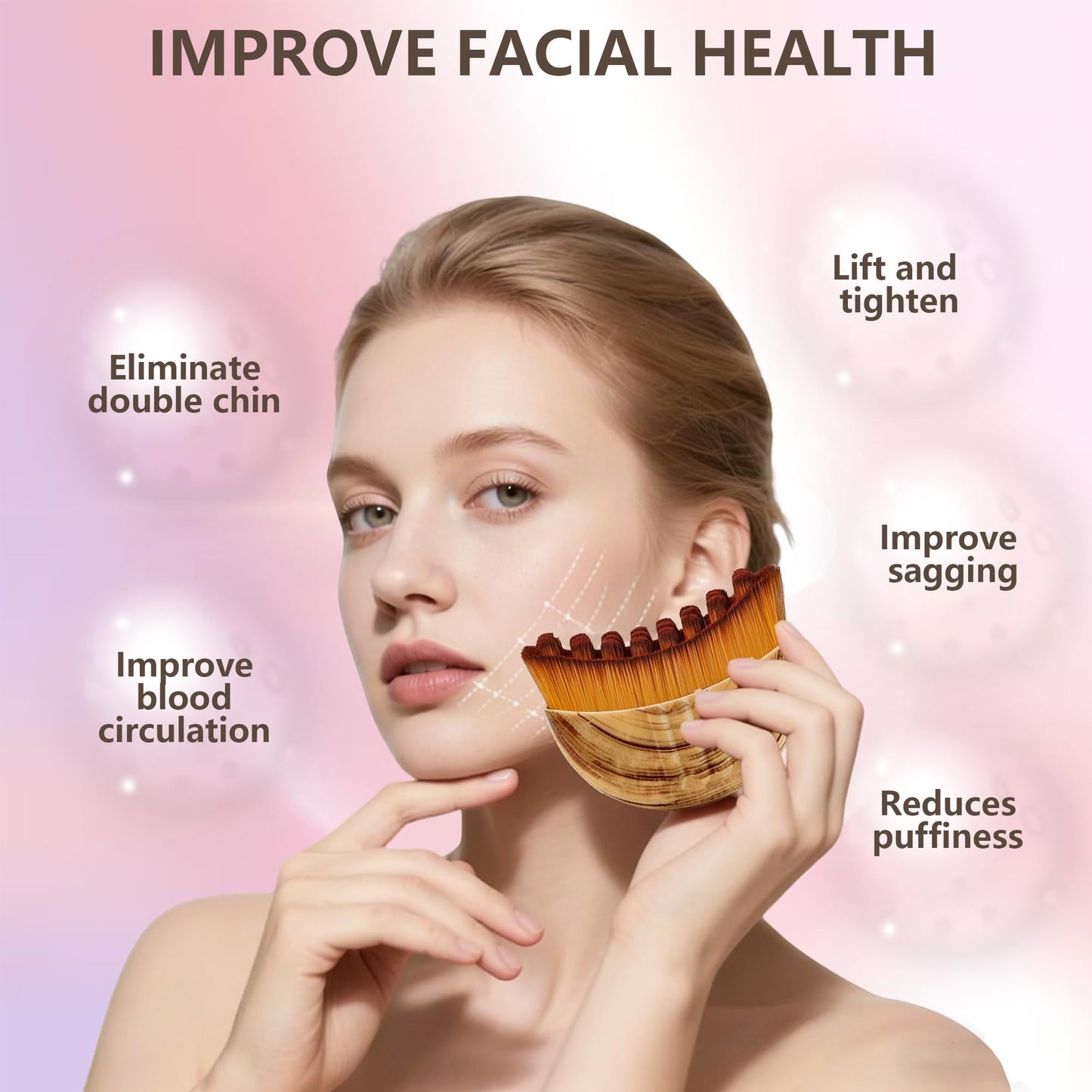 Lymphatic Contour Face Brush, Manual Drainage Massager, Natural Makeup Brush with Soft Bristles, Hypoallergenic Ergonomic Facial Cleansing Beauty and Personal Care Cxguu