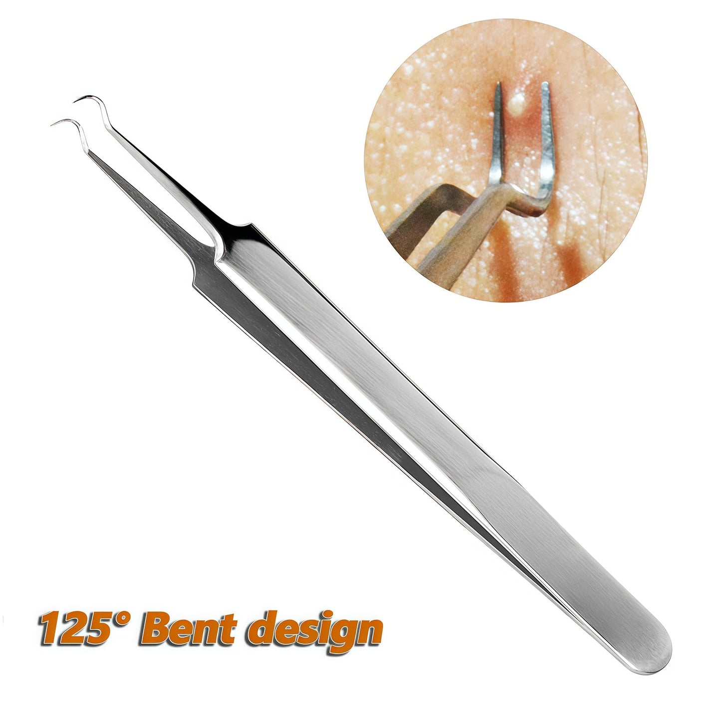 1Set(3PCS) Silver Professional Remove Blackheads Tweezers Set - Stainless Steel Straight/Slanted & Pointed Splinter/Bend Curved Blemish Extractor Tool Beauty & Personal Care Elandy