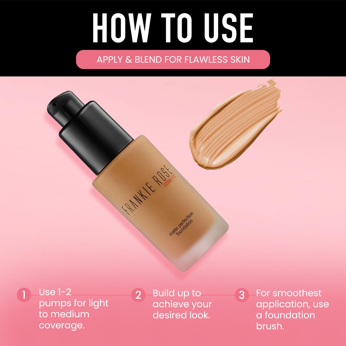 Frankie Rose Cosmetics Matte Perfection Foundation Makeup - Long-Lasting, Hydrating Foundation for Semi-Matte Finish - Foundation Full Coverage Beauty & Personal Care Frankie Rose Cosmetics