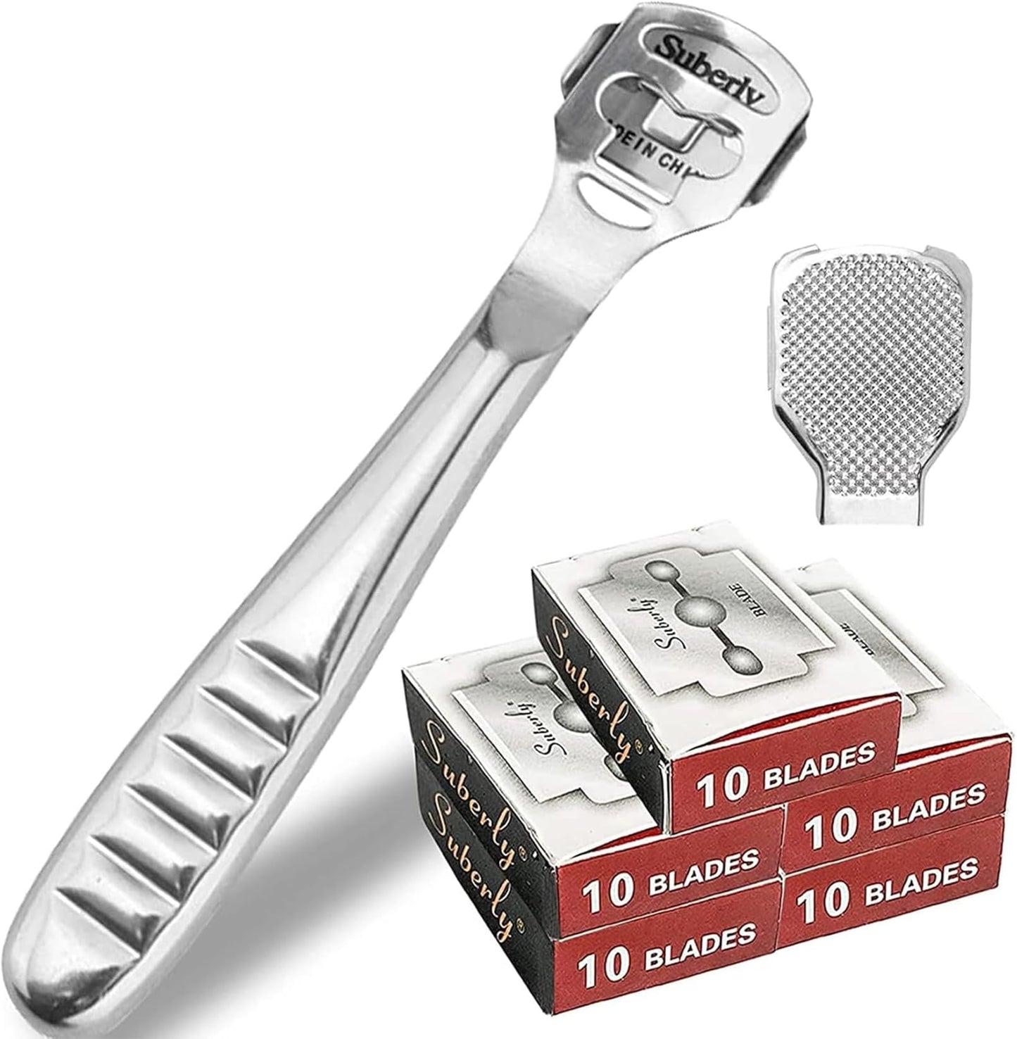 52 Pcs Callus Shaver Set,1 Stainless Steel Foot Razor with 50 Replacement Slices Blades and 1 Foot File Head Foot Care Tools,Foot Shaver Callus Beauty & Personal Care Jutoe
