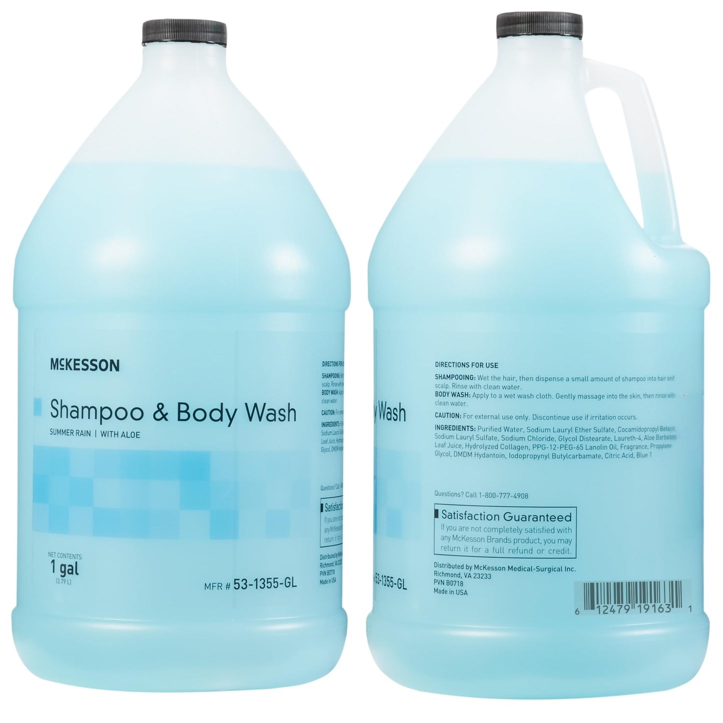 McKesson Body Wash and Shampoo [4 Count] - 1 Gallon Bulk Refill Full Body Wash with Aloe, Summer Rain Scent - Sensitive Skin & Hair 2?in?1 Beauty & Personal Care McKesson