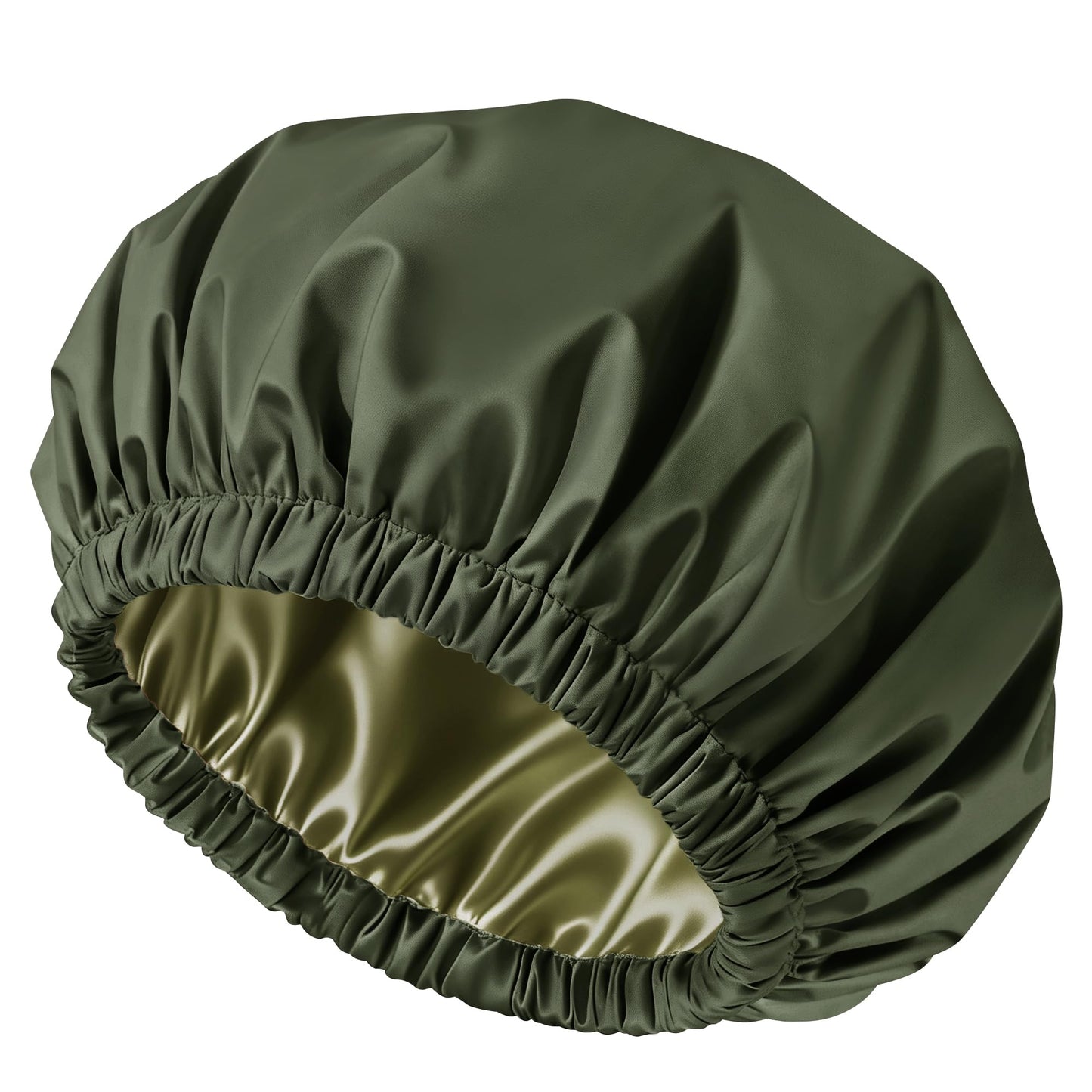 Doitory Satin Lined Shower Cap for Women, Reusable Waterproof Hair Cap, Large Washable Bath Caps with Soft Elastic Band, Protect Long Hair Braids(Dark Beauty and Personal Care Doitory Default Title