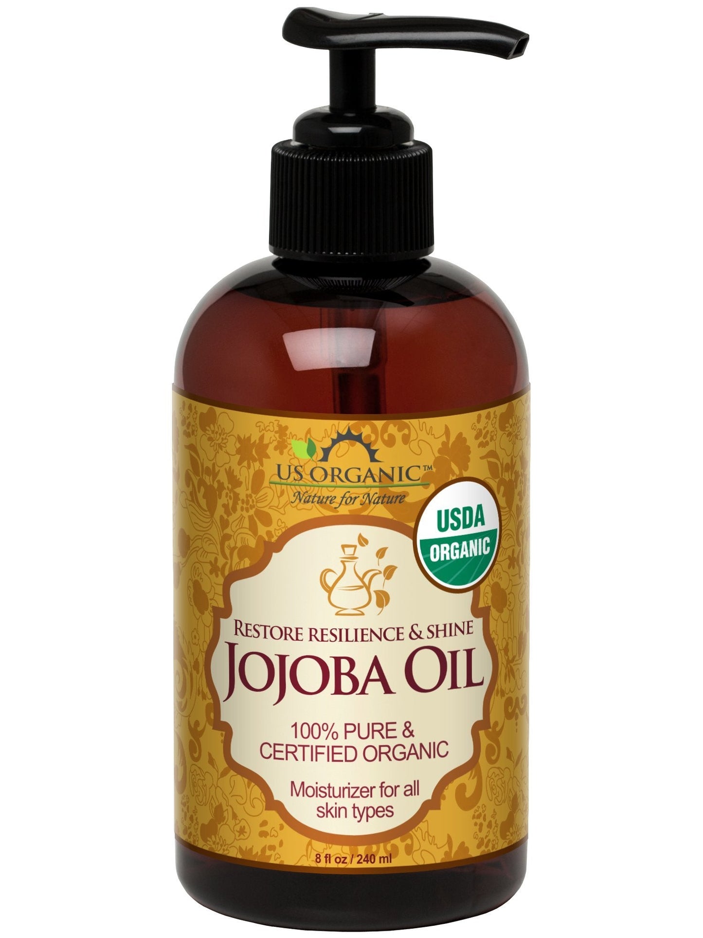 US Organic Jojoba Oil, USDA Certified Organic,100% Pure & Natural, Cold Pressed Virgin, Unrefined, Haxane Free, Sourced from Middle East directly Beauty & Personal Care US Organic