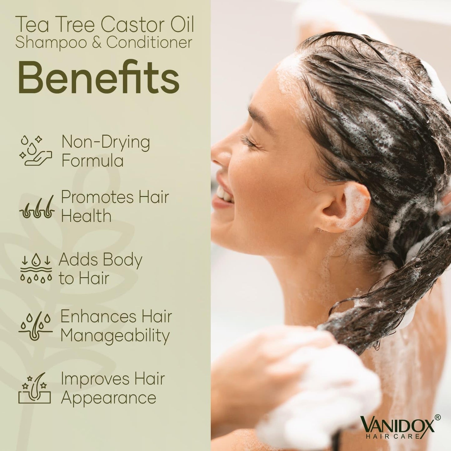 Tea Tree Oil Shampoo and Conditioner Set with Castor Oil, DHT Blockers, Itchy Scalp Relief, Supports Fuller Hair, Cleanses Dandruff & Buildup, For Men Beauty & Personal Care VANIDOX