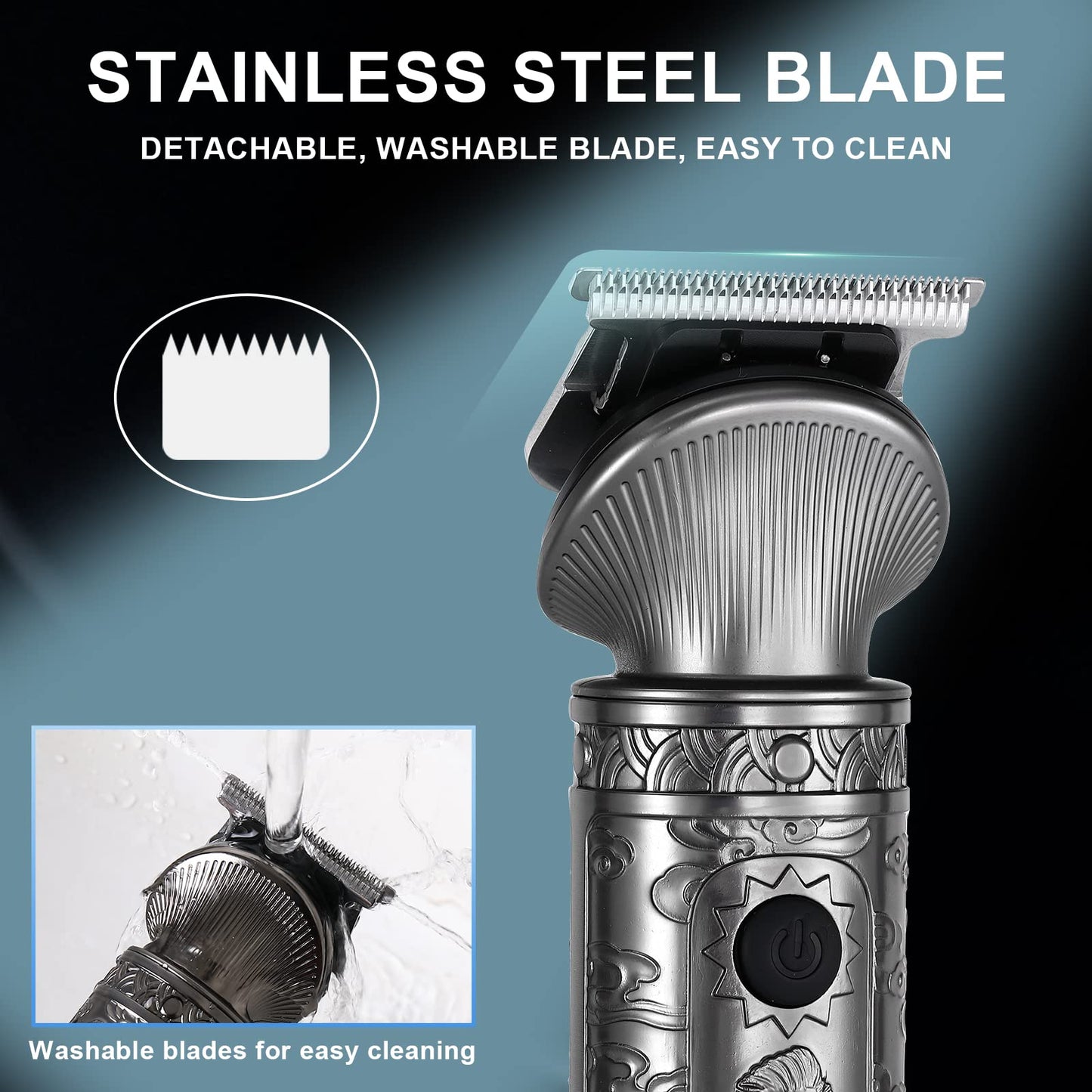 Hatteker Beard Trimmer Kit for Men Professional Hair Clipper T-Blade Beard Hair Shaver Nose Trimmer Hair Cutting Kit Body Grooming Kit Cordless 6 in 1 Beauty and Personal Care Hatteker