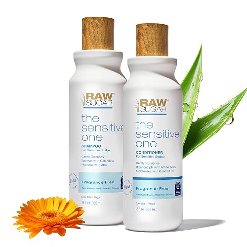 Raw Sugar Shampoo and Conditioner Set, The Sensitive One Hair Care Duo, 16 Fl Oz Each, Gently Cleanses, Soothes & Hydrates with Calendula & Aloe, No Beauty & Personal Care RAW SUGAR