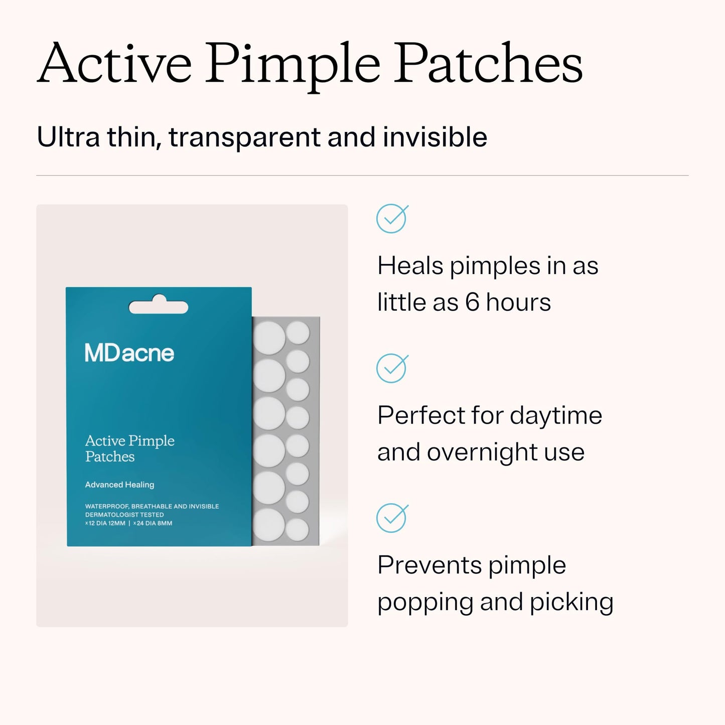 MDacne Pimple Patches for Acne Treatment, Hydrocolloid Patches - Absorbs Oil & Pus from Clogged Pores, Ultrathin & Transparent Blends with All Skin Beauty & Personal Care MDacne