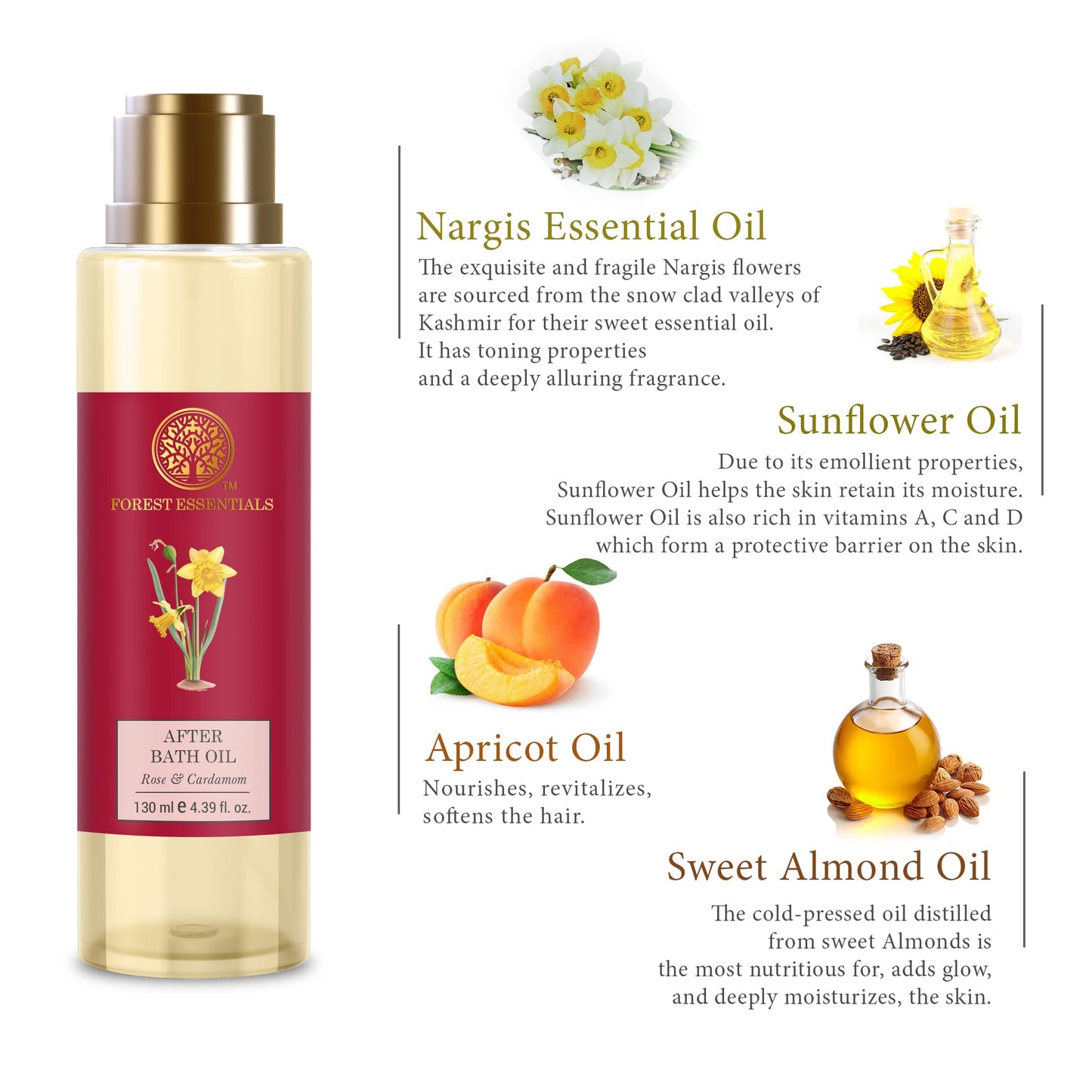 Forest Essentials After Bath Oil Nargis 130 ml (Body Oil) Beauty and Personal Care Forest Essentials