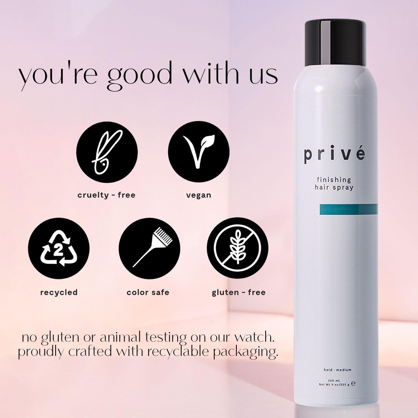 Privé Finishing Hair Spray Medium Hold - Volumizing Spray for Total Control- Perfect for Root Lift and Frizz Control - 9 Oz Beauty & Personal Care Prive