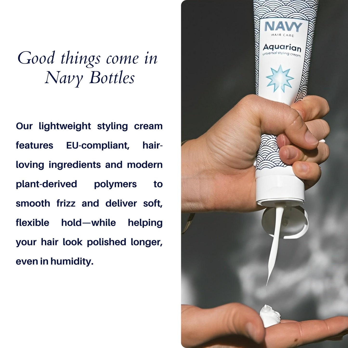 NAVY HAIR CARE Aquarian 3-in-1 Styling Cream | Lightweight Smoothing Leave-In, Heat Protectant & Curl Defining Cream | Anti-Frizz, UV Protection Beauty & Personal Care NAVY HAIR CARE