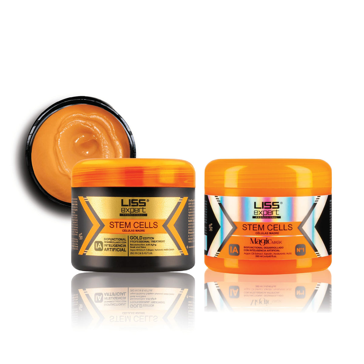 Liss Expert Stem Cells Gold Edition Professional Hair Smoothing Treatment, with Argan Oil, Collagen & Hyaluronic Acid, Shoulder Length, 8.45 fl oz