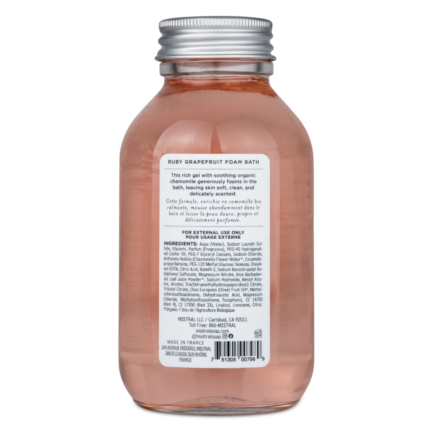 Mistral Ruby Grapefruit Foam Bath, Organic Chamomile, 8.4 fl oz Beauty and Personal Care Mistral