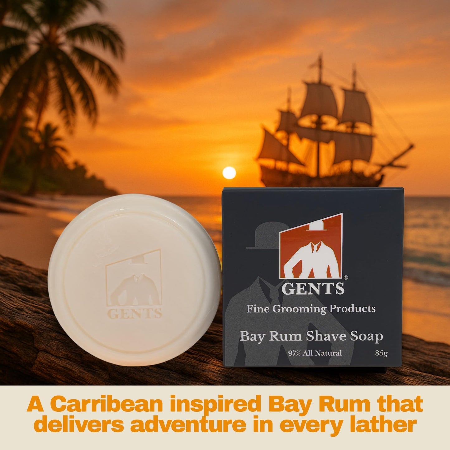 GENTS 97% All Natural Shave Soap - Creates a Rich Lather Foam for Wet Shaving Experience (3 Pack Bay Rum) Birthday Gift Beauty and Personal Care G.B.S