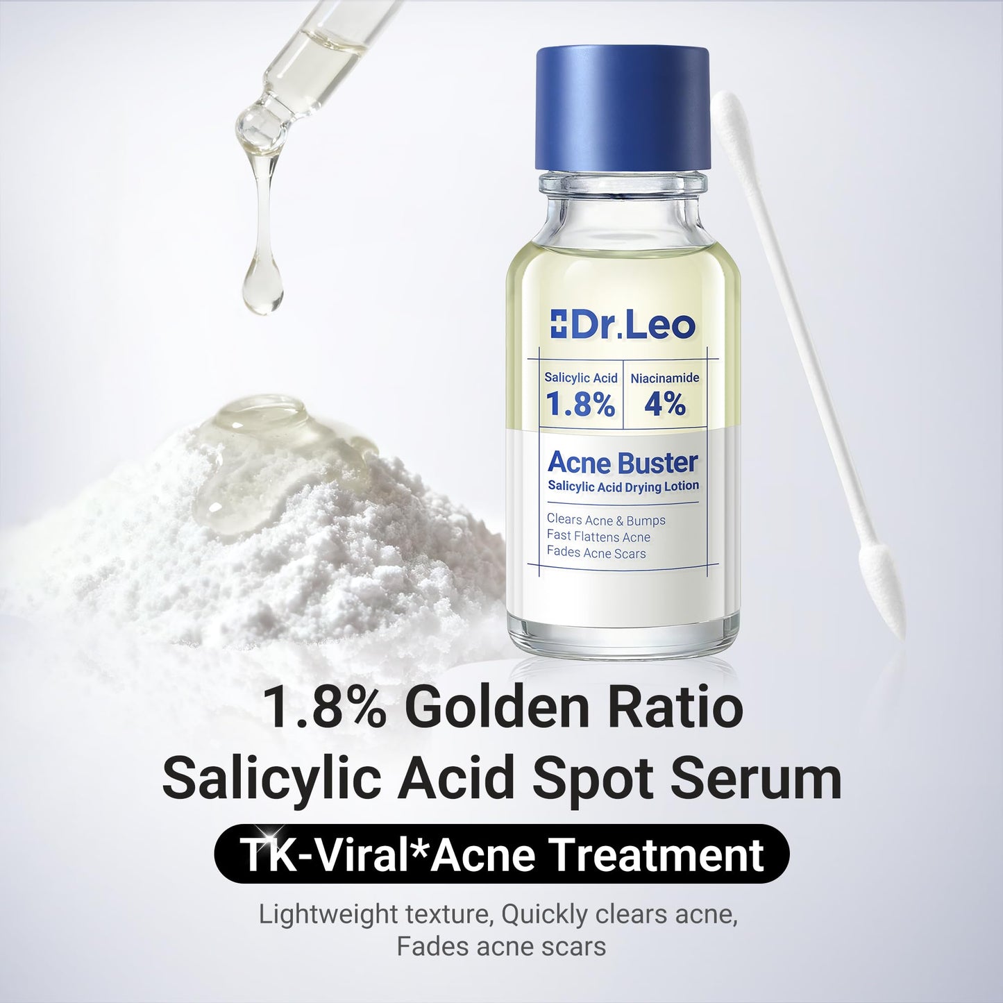 Dr.Leo 1.8% Salicylic Acid Acne Treatment, Drying Lotion Acne Spot Treatment for Acne-Prone Sensitive Skin | Niacinamide, Fast Pimple Relief, Fades Beauty and Personal Care Dr.Leo