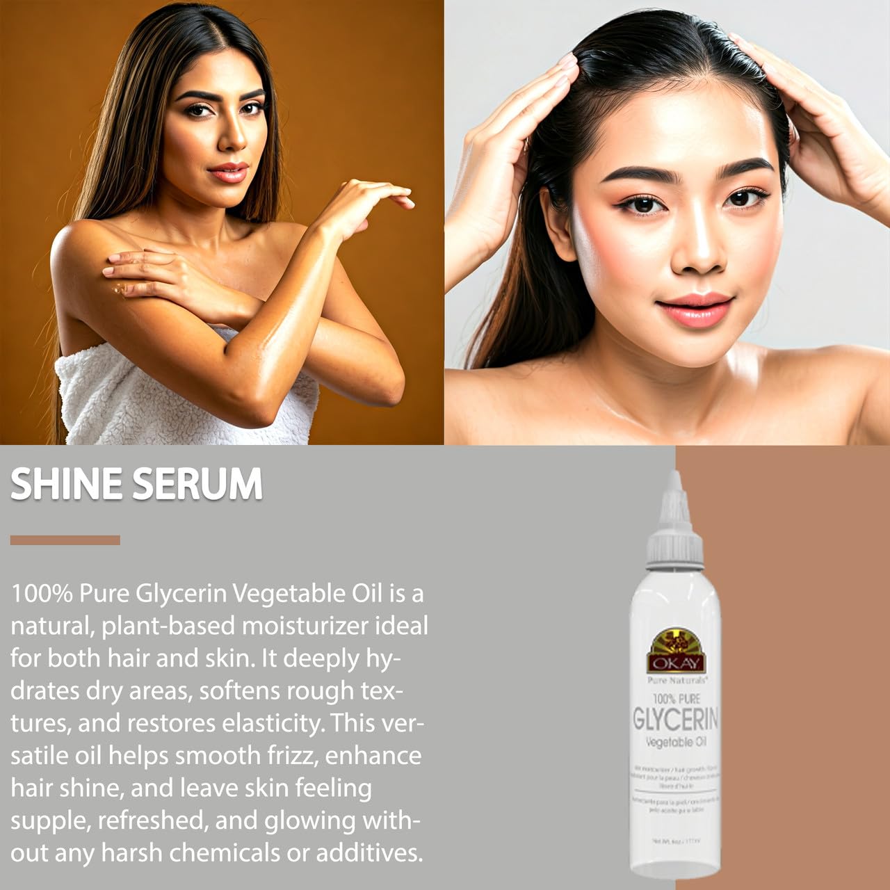 OKAY 100% Pure Glycerin Vegetable Oil - Natural Cleansing for Hair, Skin and Face, Liquid Glycerin to Moisurize and Hydrate for Women and Men - 6 Fl Beauty & Personal Care OKAY
