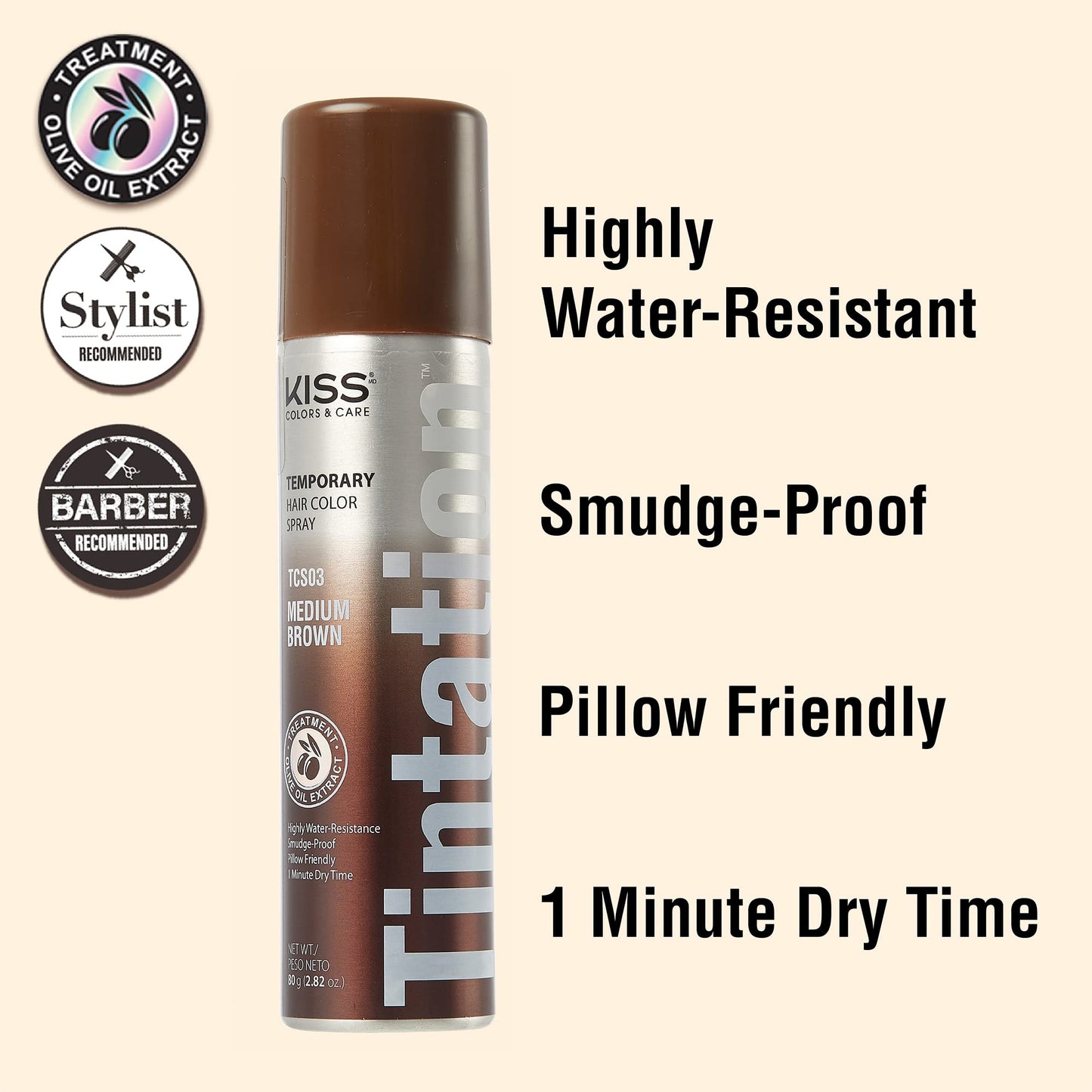Kiss Tintation Temporary Color Spray Medium Brown 2.82 Ounce (Pack of 2) Beauty & Personal Care Red by Kiss