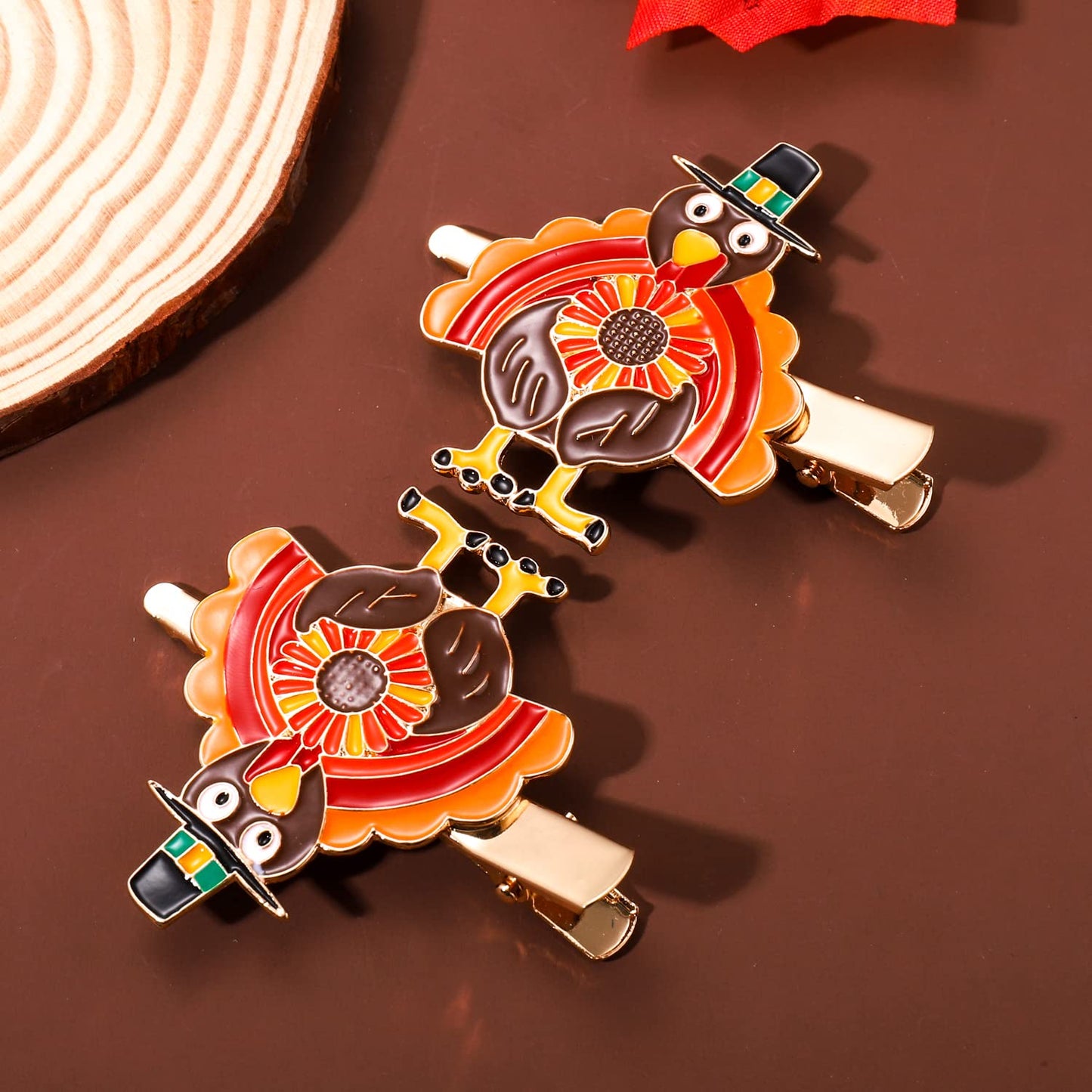 Thanksgiving Hair Clips Fall Hairpins for Women Enamel Rhinestone Maple Leaf Turkey Pumpkin Alligator Hair Clips Autumn Gathering Party Hair Accessory Beauty & Personal Care PHALIN