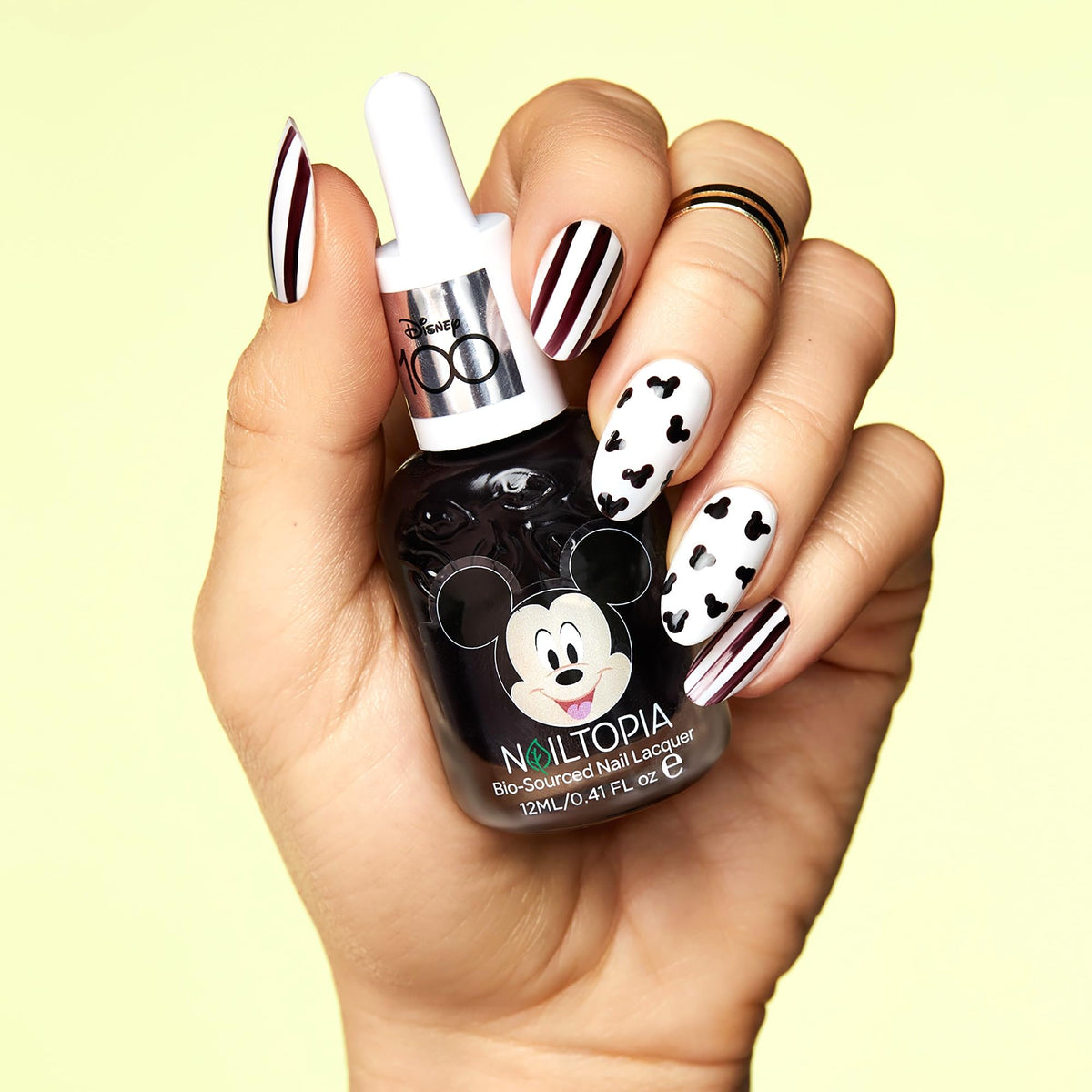 Nailtopia Bio-Sourced Chip Free Nail Lacquer Disney Collection Mickey Mouse - Superfood-Infused Polish - Chip Resistant Formula - Quick-Dry, Long