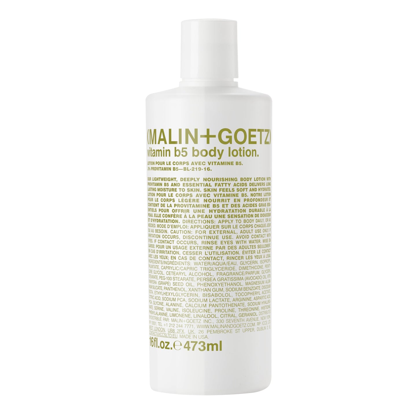 MALIN+GOETZ Vitamin B5 Body Lotion Lightweight Daily Moisturizer with Avocado & Grapeseed Oils Hydrating, Nourishing, Long-Lasting & Bergamot Scented Beauty & Personal Care MALIN+GOETZ