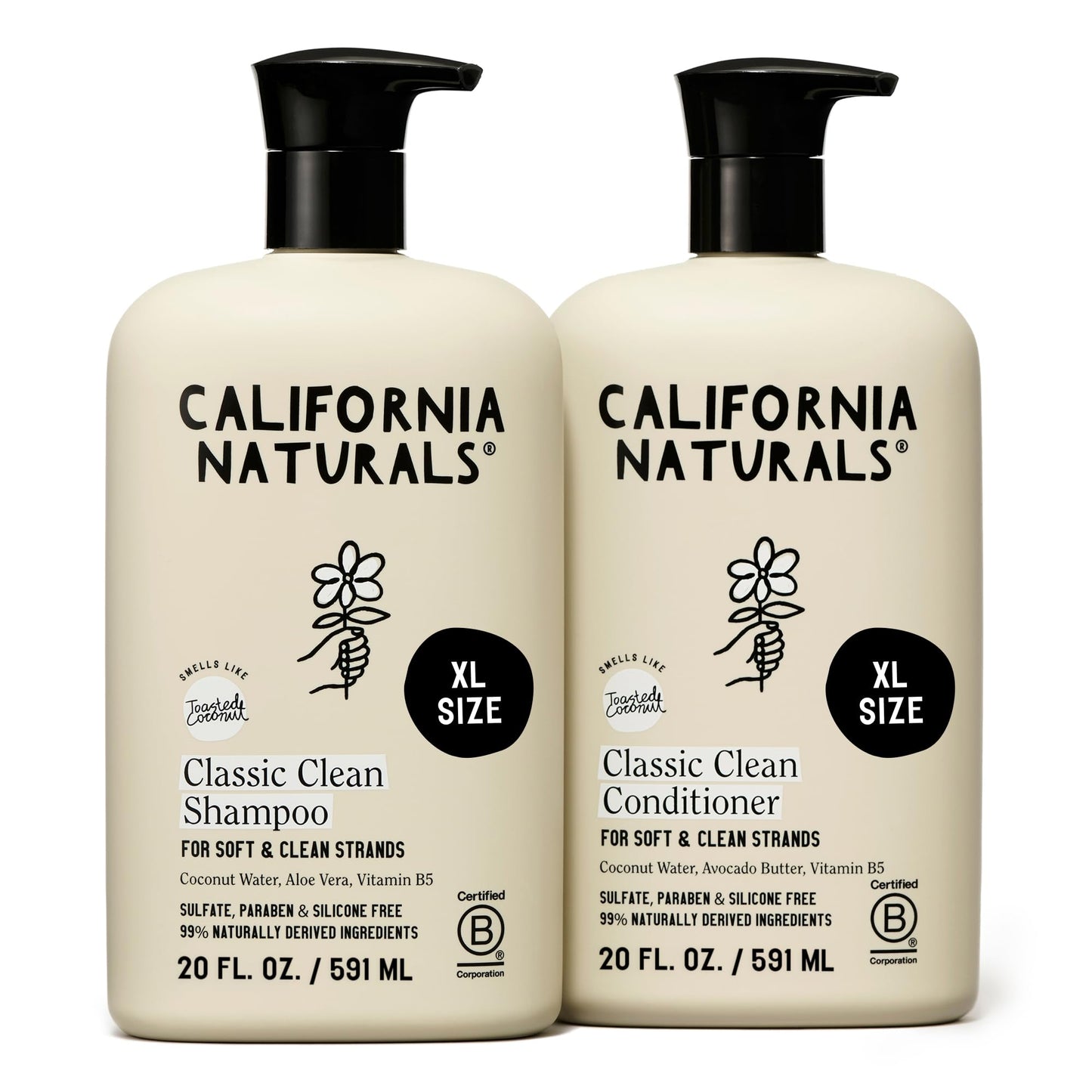 California Naturals Classic Clean Toasted Coconut Shampoo and Conditioner Set, Hair Care for Women & Men, Natural, Vegan, Cruelty, Silicone, Paraben Beauty & Personal Care California Naturals