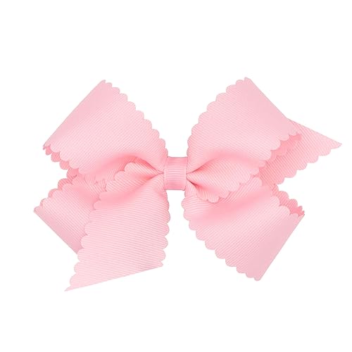 Wee Ones Girls' Classic Grosgrain Hair Bow with Scalloped Edges and Plain Wrap Center on a WeeStay Hair Clip, Medium, Light Pink Beauty & Personal Care Wee Ones