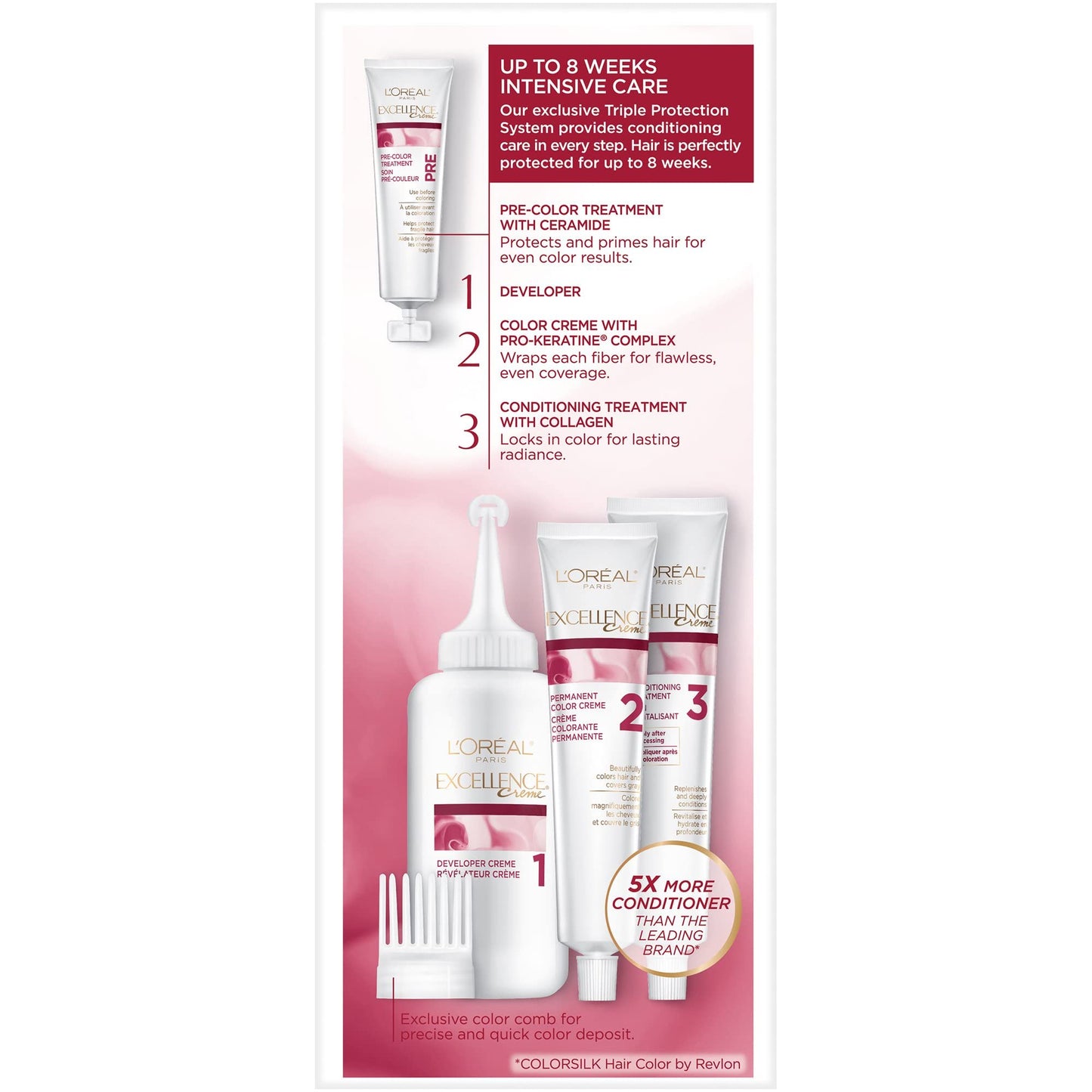 L’Oreal ParisExcellence Triple Protection Permanent Hair Color Creme Dark Blonde [7] 1 ea (Pack of 4) Beauty & Personal Care L'Oreal Paris