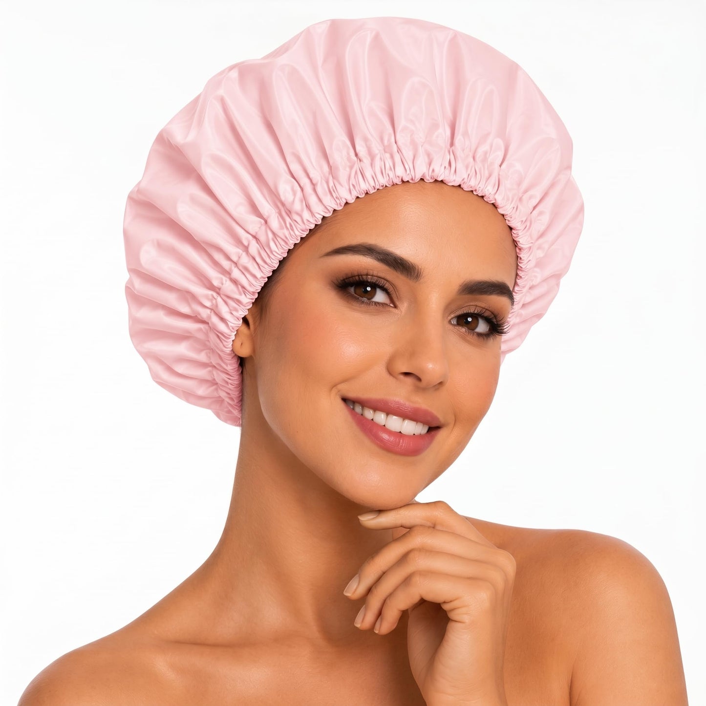 Aquior Shower Caps, Reusable Shower Cap for Women, Waterproof Layer Hair Cap, Large Size for All Hair Lengths,for Girls Spa Home Salon Use (Pink) Beauty and Personal Care Aquior