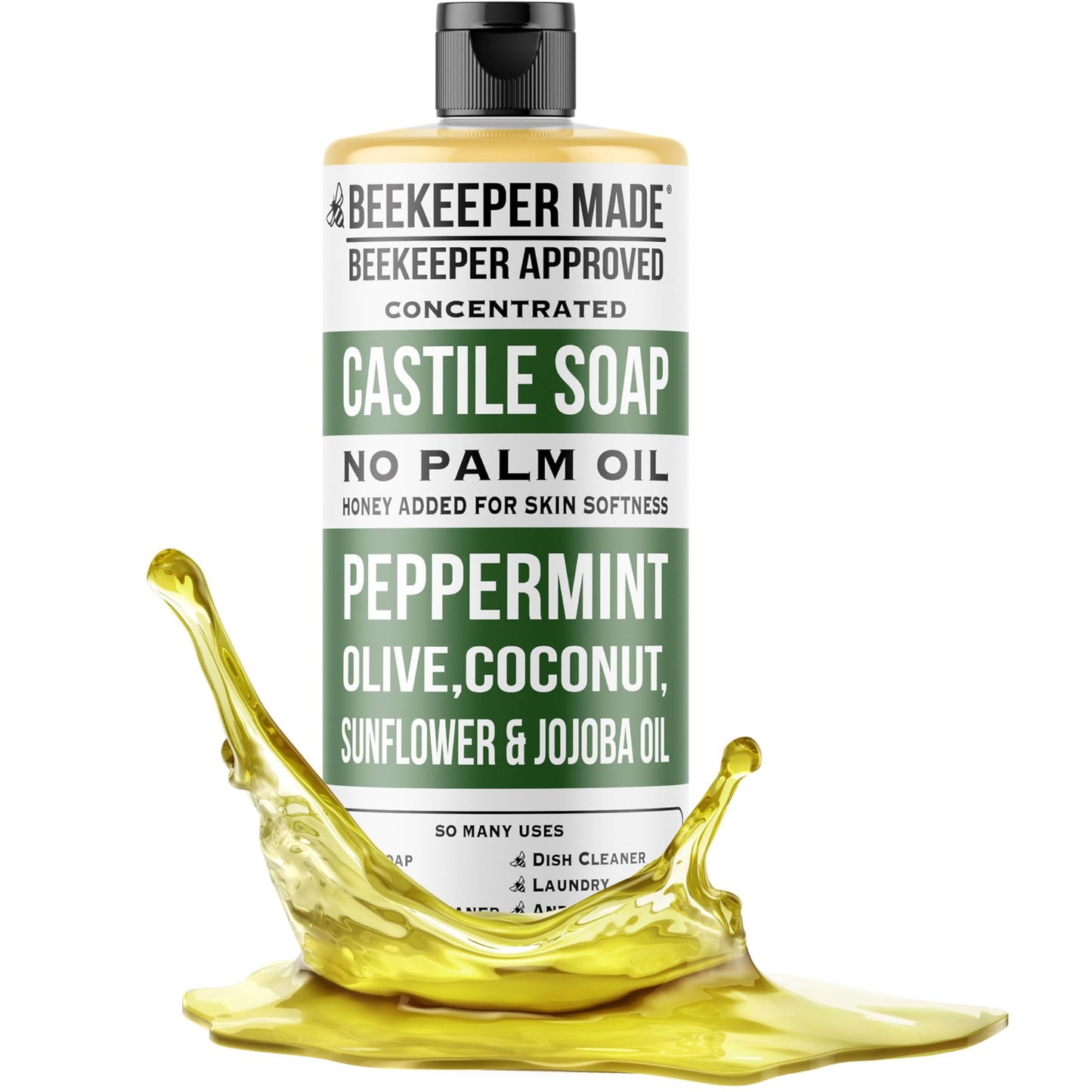 Beessential Beekeeper Made Natural Castile Soap, 32 fl oz | No Palm Oil, 8 Ingredients, Pure Olive, Coconut, & Sunflower Oils, GMO Free, For Sensitive Beauty & Personal Care Beessential